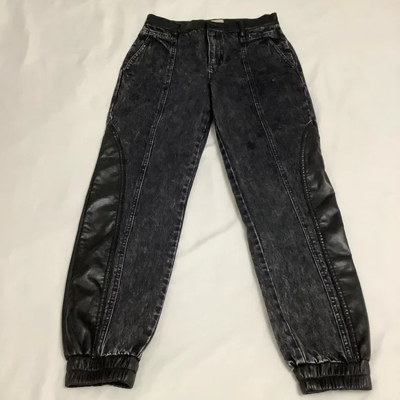 Alice + Olívia Jenny Vegan Leather Combo Jeans size 26 NWT (W629) - Picture 3 of 16